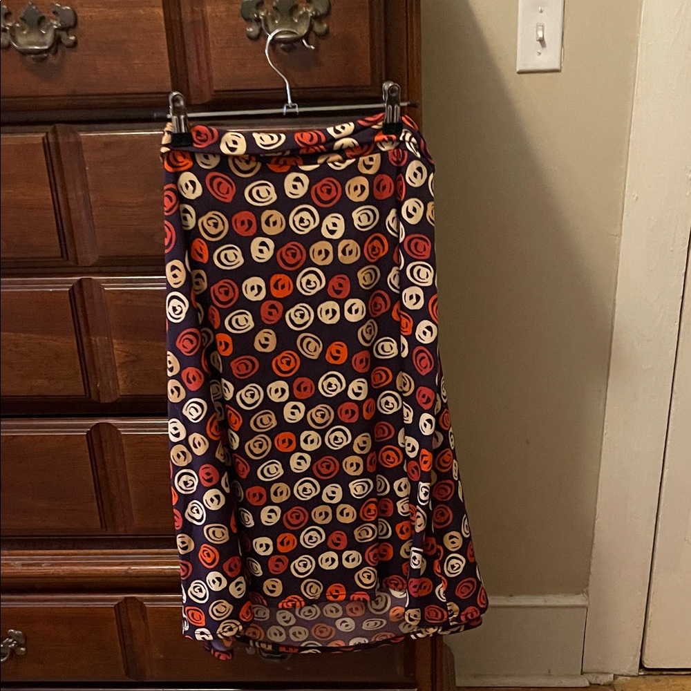 LuLaRoe A-Line Skirt with Red and Orange Pattern
